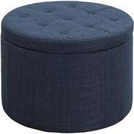 🔵 blue fabric round shoe ottoman by convenience concepts designs4comfort logo