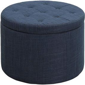 img 4 attached to 🔵 Blue Fabric Round Shoe Ottoman by Convenience Concepts Designs4Comfort