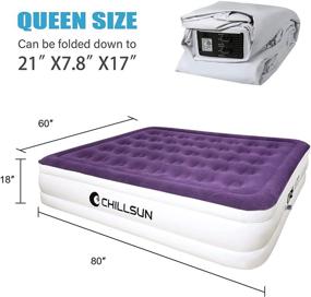 img 3 attached to CHILLSUN Queen Air Mattress with Built-in Pump - Best Inflatable ✨ Airbed for Home, Camping & Travel - Double High Blow Up Bed, 80x60x18in