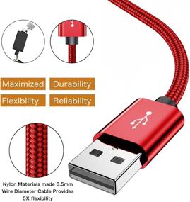 img 3 attached to Короткий набор USB C кабелей 3 шт: быстрая зарядка из нейлона плетеный зарядное устройство для Samsung Galaxy S10+, S9, S8 Plus, Google Pixel, Moto Z2 Z3 и других устройств - совместим с банками питания (красный)