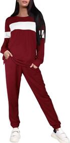 img 2 attached to 👚 Sipaya Women's Colorblock Striped Sweatsuit: Stylish Crewneck Pants Set with Pockets