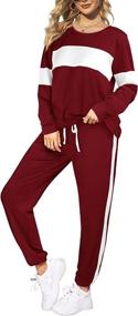 img 4 attached to 👚 Sipaya Women's Colorblock Striped Sweatsuit: Stylish Crewneck Pants Set with Pockets