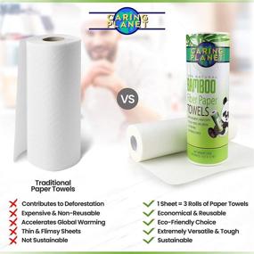 img 1 attached to 🌿 Caring Planet: Eco-Friendly Bamboo Paper Towels - Durable, Reusable, and Sustainable Alternative to Paper Towels - Soft, Absorbent, and Washable Bamboo Fiber Towels (20 Sheets)