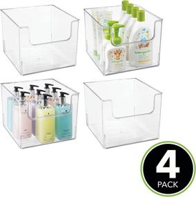 img 3 attached to 🛁 mDesign Plastic Open Front Bathroom Storage Organizer Basket Bin - 4 Pack - Clear - for Cabinets, Shelves, Countertops, Bedroom, Kitchen, Laundry Room, Closet, Garage