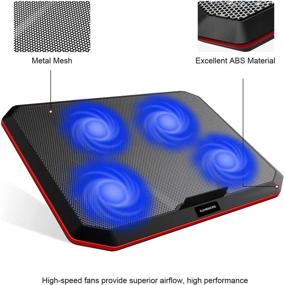 img 2 attached to 💻 Gamenote Laptop Fan Cooling Pad, Laptop Cooler with 4 Silent Fans and Dual USB Ports - Gaming Laptop Cooling Pad for 15.6-17.3 Inch Laptops, Notebooks, and MacBooks