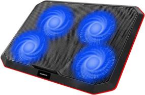 img 4 attached to 💻 Gamenote Laptop Fan Cooling Pad, Laptop Cooler with 4 Silent Fans and Dual USB Ports - Gaming Laptop Cooling Pad for 15.6-17.3 Inch Laptops, Notebooks, and MacBooks