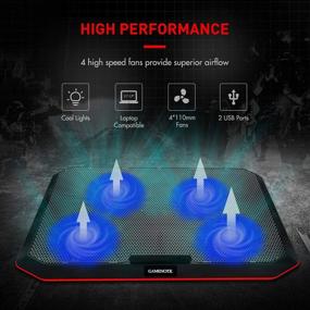 img 3 attached to 💻 Gamenote Laptop Fan Cooling Pad, Laptop Cooler with 4 Silent Fans and Dual USB Ports - Gaming Laptop Cooling Pad for 15.6-17.3 Inch Laptops, Notebooks, and MacBooks