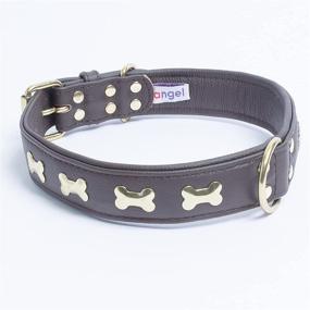 img 2 attached to 🐶 Настоящая кожаный ошейник в форме костей для собак, ручной работы, с фурнитурой из нержавеющей стали, 2 кольца Dee, размер 24" X 1.25", цвет "шоколадный браун", ошейник с металлическими косточками - коллекция "Rotterdam Bones" от Angel Pet Supplies