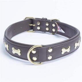img 4 attached to 🐶 Настоящая кожаный ошейник в форме костей для собак, ручной работы, с фурнитурой из нержавеющей стали, 2 кольца Dee, размер 24" X 1.25", цвет "шоколадный браун", ошейник с металлическими косточками - коллекция "Rotterdam Bones" от Angel Pet Supplies