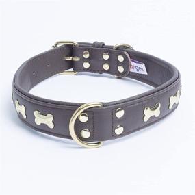 img 3 attached to 🐶 Настоящая кожаный ошейник в форме костей для собак, ручной работы, с фурнитурой из нержавеющей стали, 2 кольца Dee, размер 24" X 1.25", цвет "шоколадный браун", ошейник с металлическими косточками - коллекция "Rotterdam Bones" от Angel Pet Supplies