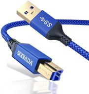 🔵 кабель usb a к usb b 3.0 длиной 10 футов - прочный оплетенный нейлоном мужской кабель akoada для принтеров, мониторов, док-станций и других устройств (синий) логотип