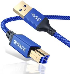 img 4 attached to 🔵 Кабель USB A к USB B 3.0 длиной 10 футов - прочный оплетенный нейлоном мужской кабель AkoaDa для принтеров, мониторов, док-станций и других устройств (синий)