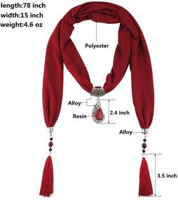 img 2 attached to 🧣 GOGNGTR Vintage Polyester Scarf with Gem Pendant: A Stunning Women's Necklace Jewelry Scarf (SC0021)