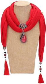 img 1 attached to 🧣 GOGNGTR Vintage Polyester Scarf with Gem Pendant: A Stunning Women's Necklace Jewelry Scarf (SC0021)