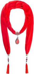 img 3 attached to 🧣 GOGNGTR Vintage Polyester Scarf with Gem Pendant: A Stunning Women's Necklace Jewelry Scarf (SC0021)