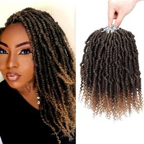 img 4 attached to 💣 10 Inch Bomb Twist Crochet Hair - 6 Packs Spring Twist Braiding Hair Pretwisted Passion Twist Crochet Braids Mini Twist Hair with Curly End (1B/27)