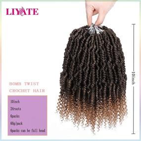 img 3 attached to 💣 10 Inch Bomb Twist Crochet Hair - 6 Packs Spring Twist Braiding Hair Pretwisted Passion Twist Crochet Braids Mini Twist Hair with Curly End (1B/27)