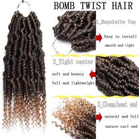 img 2 attached to 💣 10 Inch Bomb Twist Crochet Hair - 6 Packs Spring Twist Braiding Hair Pretwisted Passion Twist Crochet Braids Mini Twist Hair with Curly End (1B/27)