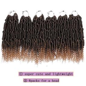 img 1 attached to 💣 10 Inch Bomb Twist Crochet Hair - 6 Packs Spring Twist Braiding Hair Pretwisted Passion Twist Crochet Braids Mini Twist Hair with Curly End (1B/27)