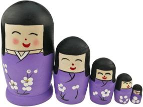 img 4 attached to Winterworm Japanese Matryoshka Handmade Christmas