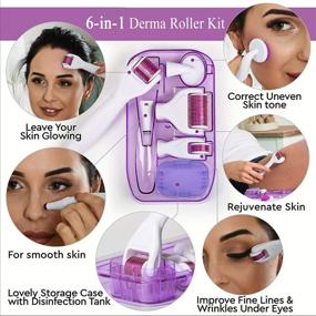 img 3 attached to 🎯 Face and Body Derma Roller Kit - 6-in-1 with 0.25mm and 0.3mm Micro Needle Sizes, 5 Interchangeable Heads, Storage Case, and Disinfection Tank