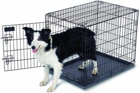 img 1 attached to 🏠 Ultimate Training Solution: Aspen Pet Home Training Wire Crate in Sleek Black Finish