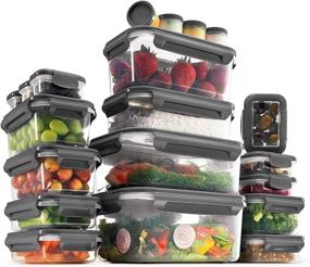 img 4 attached to 🍱 Durable 40-Piece Airtight Food-Storage Containers Set - BPA-Free Plastic with Lids - 100% Leakproof - Freezer, Microwave & Dishwasher-Safe - Gray Color