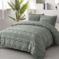 🛏️ queen size green tufted comforter set (90×90 inches), boho shabby chic geometry embroidery bedding set 3 pieces (1 comforter + 2 pillowcases), soft microfiber comforter for all seasons logo