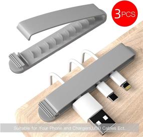 img 3 attached to 🔌 PZOZ Cable Clips: 3-Pack Gray Cord Organizers for Home, Office, and Car Cable Management