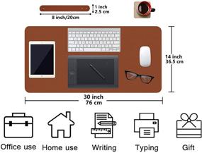 img 3 attached to 🖥️ Large Leather-Brown Mouse Pad: Extended Laptop Protector & Stylish Desk Decor - Waterproof PU Leather - 30"x 14