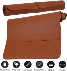 img 1 attached to 🖥️ Large Leather-Brown Mouse Pad: Extended Laptop Protector & Stylish Desk Decor - Waterproof PU Leather - 30"x 14
