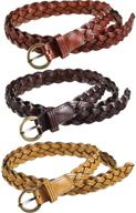 pieces braided leather skinny buckle logo