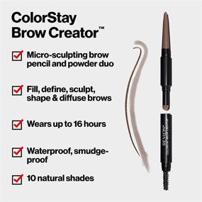 img 2 attached to Ручка для бровей Revlon Colorstay Eyebrow Pencil Creator + Пудра и щетка для бровей, заполнение, очерчивание, моделирование, формирование и растушевывание идеальных бровей, темно-коричневый (610) 0,23 унции.