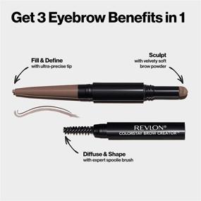 img 1 attached to Ручка для бровей Revlon Colorstay Eyebrow Pencil Creator + Пудра и щетка для бровей, заполнение, очерчивание, моделирование, формирование и растушевывание идеальных бровей, темно-коричневый (610) 0,23 унции.