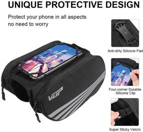 img 3 attached to 🚲 VUP Bike Front Frame Bag with 360° Rotation Phone Holder for iPhone 12/Pro/Pro Max/Mini/11 Pro/XS Max/XR/X/7/8 Plus, Universal Bicycle Handlebar Bag for 4.0''~6.7'' Cellphones