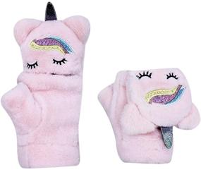 img 2 attached to RarityUS Girls' Accessories: Glove Convertible Fingerless Mittens