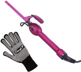 img 2 attached to 💇 Professional Tourmaline Ceramic Barrel Curling Wand 9mm Hair Curler for Thin Hair - CkeyiN Hair Styling Tools with Heat Resistant Glove included for Men and Women.