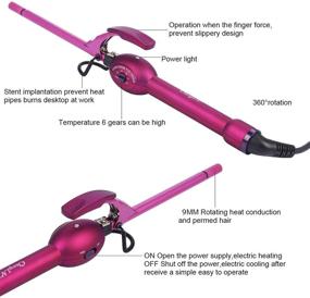 img 1 attached to 💇 Professional Tourmaline Ceramic Barrel Curling Wand 9mm Hair Curler for Thin Hair - CkeyiN Hair Styling Tools with Heat Resistant Glove included for Men and Women.