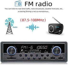 img 2 attached to 🚗 11 Character LCD Dual USB Car Stereo Radio Receiver - Single Din with Clock, Bluetooth Hands-Free Calling, USB/SD/Aux-in Support, Dual Knob Car Multimedia Audio Player, USB Fast Charging