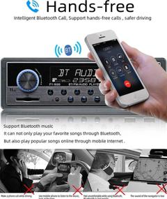 img 3 attached to 🚗 11 Character LCD Dual USB Car Stereo Radio Receiver - Single Din with Clock, Bluetooth Hands-Free Calling, USB/SD/Aux-in Support, Dual Knob Car Multimedia Audio Player, USB Fast Charging