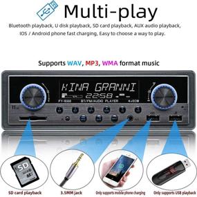 img 1 attached to 🚗 11 Character LCD Dual USB Car Stereo Radio Receiver - Single Din with Clock, Bluetooth Hands-Free Calling, USB/SD/Aux-in Support, Dual Knob Car Multimedia Audio Player, USB Fast Charging