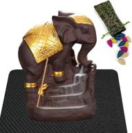 🐘 elephant backflow waterfall incense burner set with 50 incense cones, 1 mat - handicraft artwork home décor gift logo