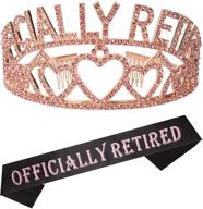 🎉 ultimate retirement party set: officially retired pink, tiara, crown, sash - perfect retirement supplies & gifts for women! logo