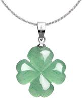🍀 green aventurine four leaf clover pendant necklace - istone gemstone pendant necklace - 18 inches logo