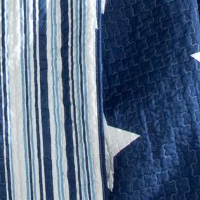 img 2 attached to 🌟 Luxurious Lush Decor Navy Star Quilt: Reversible Twin Bedding Set with Striped Patterns & Pillow Shams