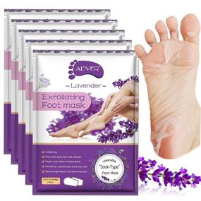 img 4 attached to 👣 AlIVER Foot Peel Masks - 5 Pack for Dry Cracked Feet, Exfoliating Foot Mask, Natural Exfoliator for Dead Skin, Callus Removal and Repair of Rough Heels for Men and Women, Achieve Baby Soft Feet in Just 7 Days (4" - 12")