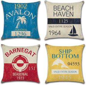 img 4 attached to 🏖️ Vintage Series Coastal Pillow Covers for 18 X 18 Inch Nautical Pillow Inserts - U-Love Beach Cushion Cover (4 Pack) - Stylish Décor for a Seaside Vibe