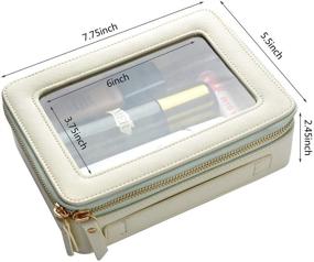 img 2 attached to Stylish Clear Makeup Bag: Leather Cosmetic Organizer with Zipper - Ivory