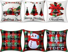 img 4 attached to 🎅 Festive Christmas Throw Pillow Covers: Decorative Cushion Covers for Holiday Home Décor