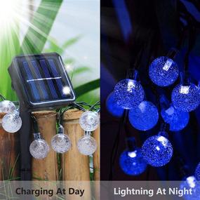 img 1 attached to 🔵 2PK Solar String Lights Outdoor Waterproof: 100 LED Crystal Globe Lights, 8 Modes - Blue, Garden Party & Christmas Decor